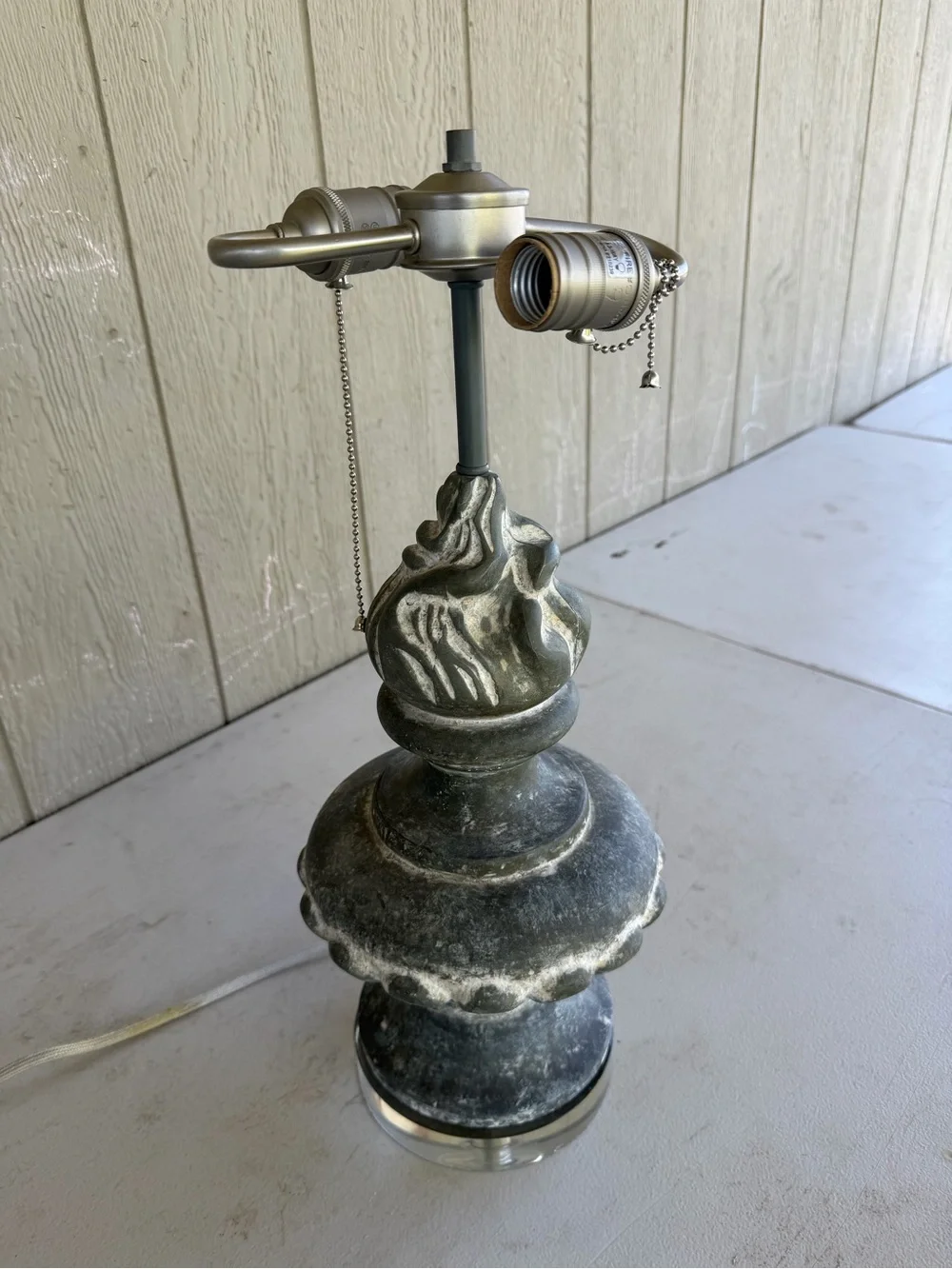 Ornate Distressed Table Lamp Base in Black and White